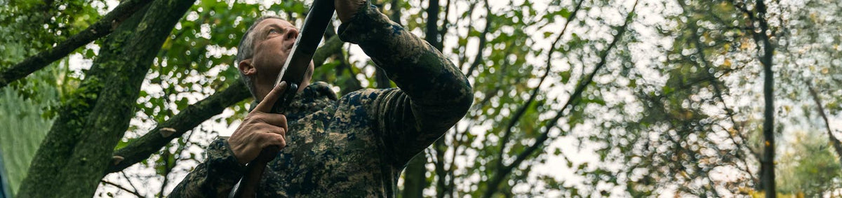 Camouflage shooting jackets for pigeon and wildfowl