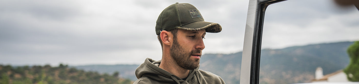 Men's caps, hats & headwear including thermal beanies, tweed caps & wax hats. From brands like Harkila, Laksen & Deerhunter