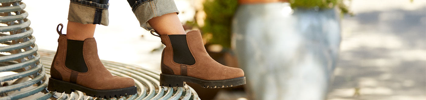 Women’s boots for the outdoors; ladies leather Chelsea boots, walking boots & country boots from Ariat, Dubarry & Blundstone