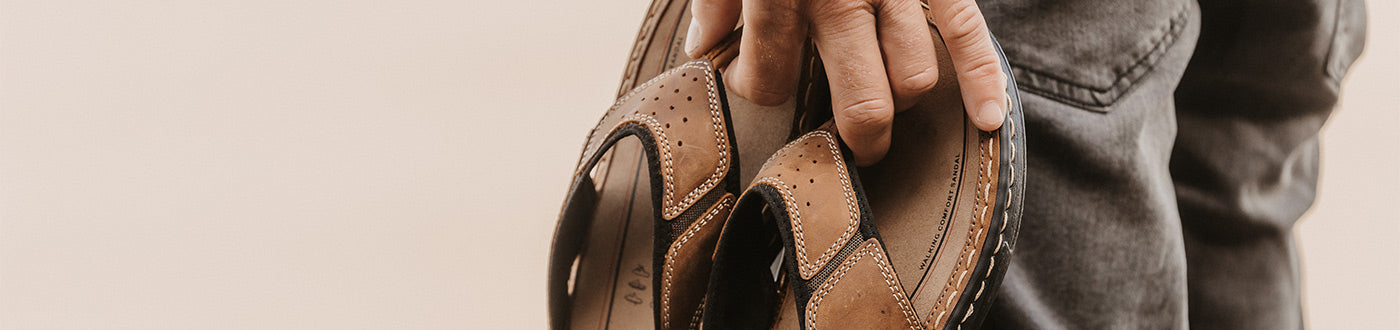Orca Bay sandals for men & women include leather flip flops, flat leather sandals & walking sandals, made from soft leather