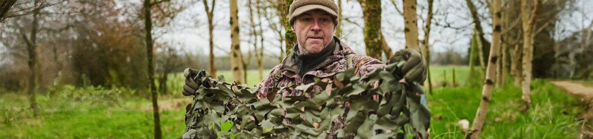 Camouflage shooting hides and pigeon netting