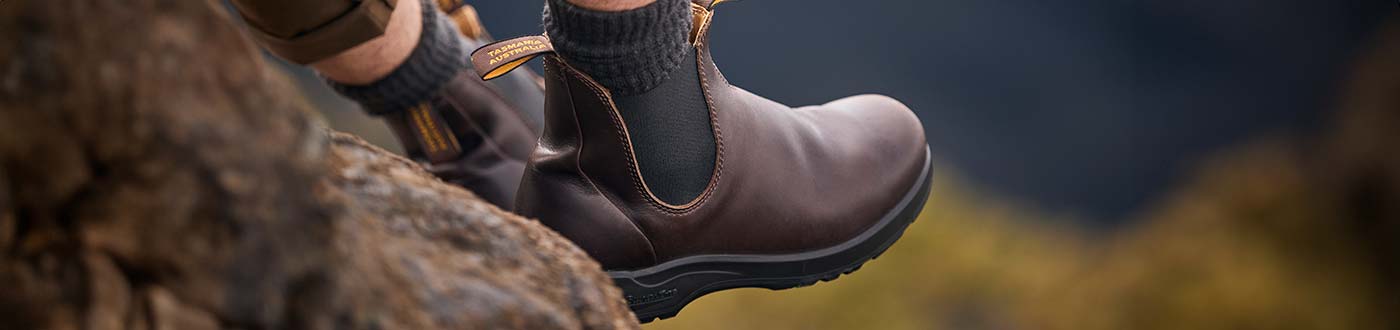 Blundstone Chelsea Boots in brown on model