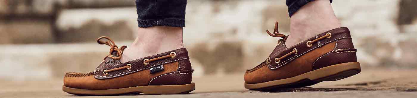 Chatham Leather Deck Shoes on woman walking