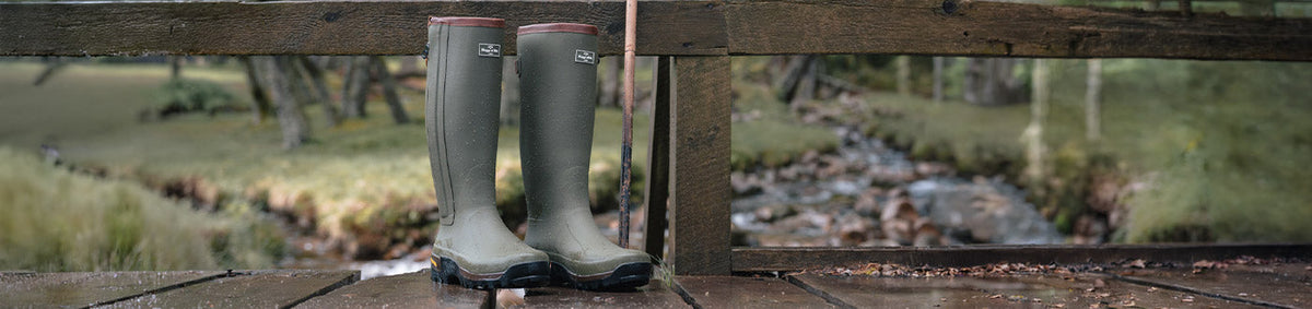 Men's wellingtons for shooting, farming & walking. Find neoprene lined wide calf, safety & insulated wellies from top brands