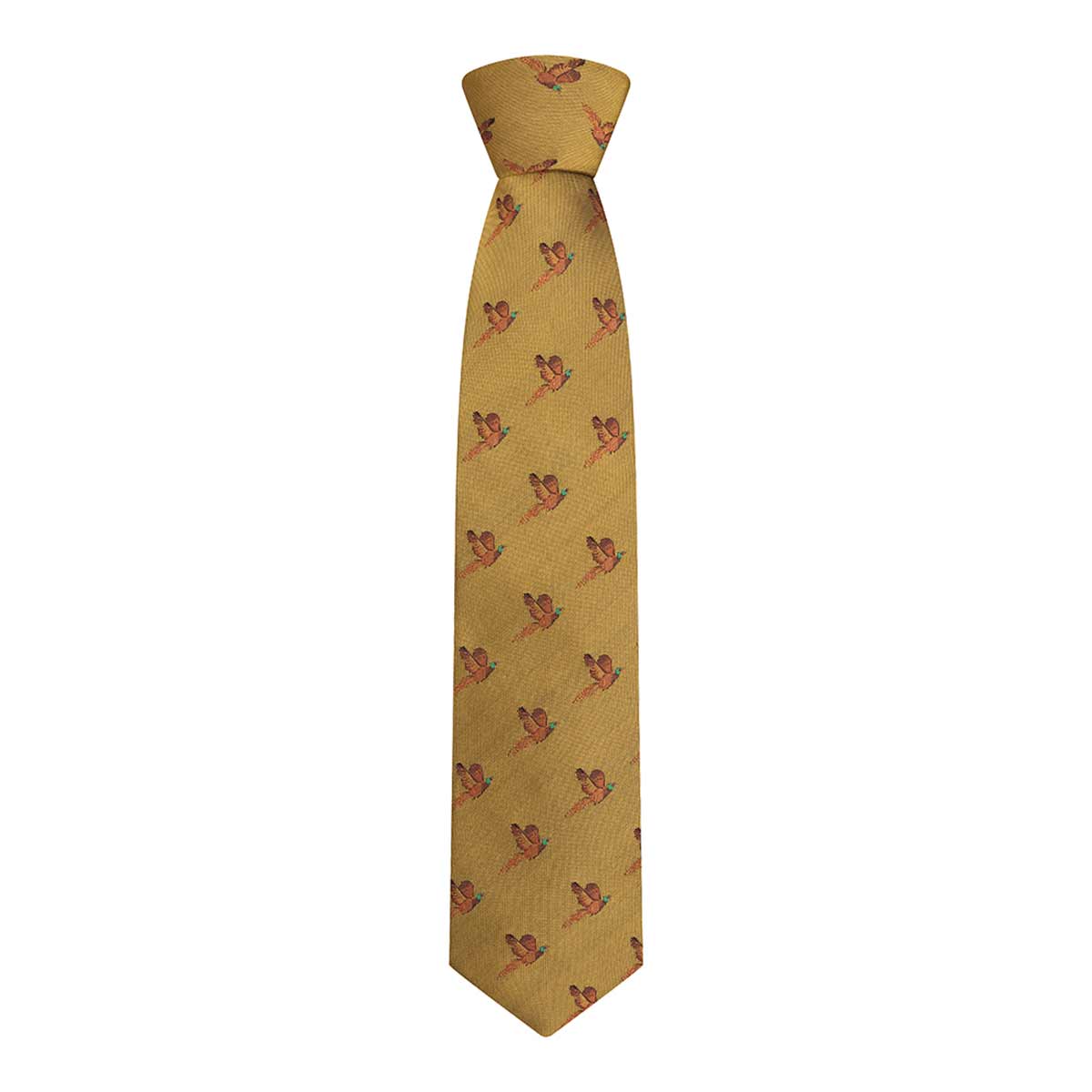 Hoggs of Fife 100% Silk Woven Pheasant Tie Boxed - Gold Hoggs of Fife 100% Silk Woven Pheasant Tie Boxed - Gold
