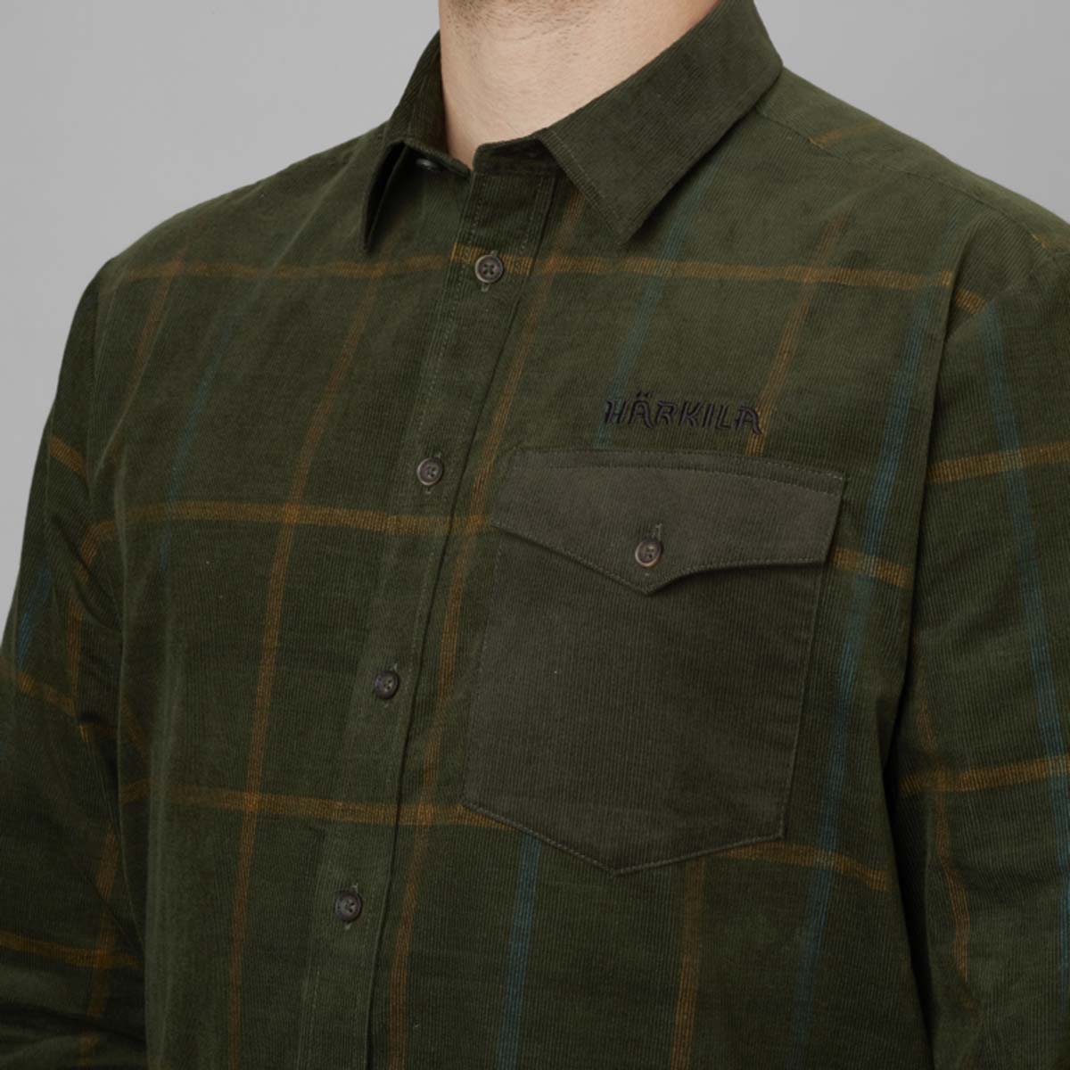 Harkila Kaldfjord Corduroy Check Shirt - on model Harkila Kaldfjord Corduroy Check Shirt - on model