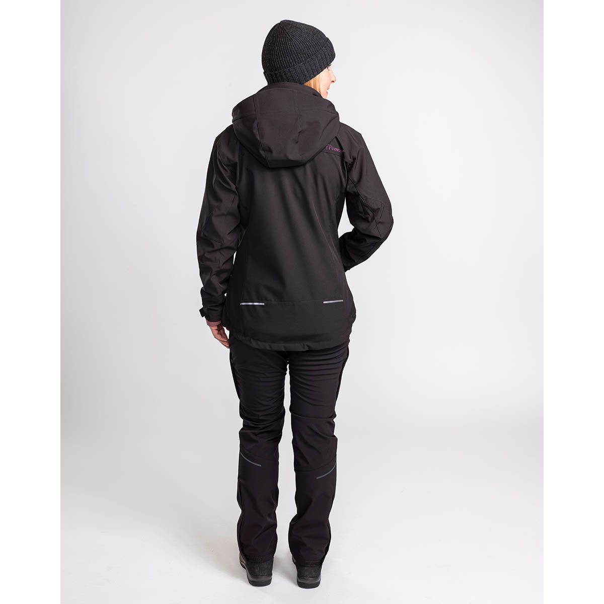 Pinewood Dog Sports Womens Wilda Stretch Shell Trousers- black- back on model Pinewood Dog Sports Womens Wilda Stretch Shell Trousers- black- back on model