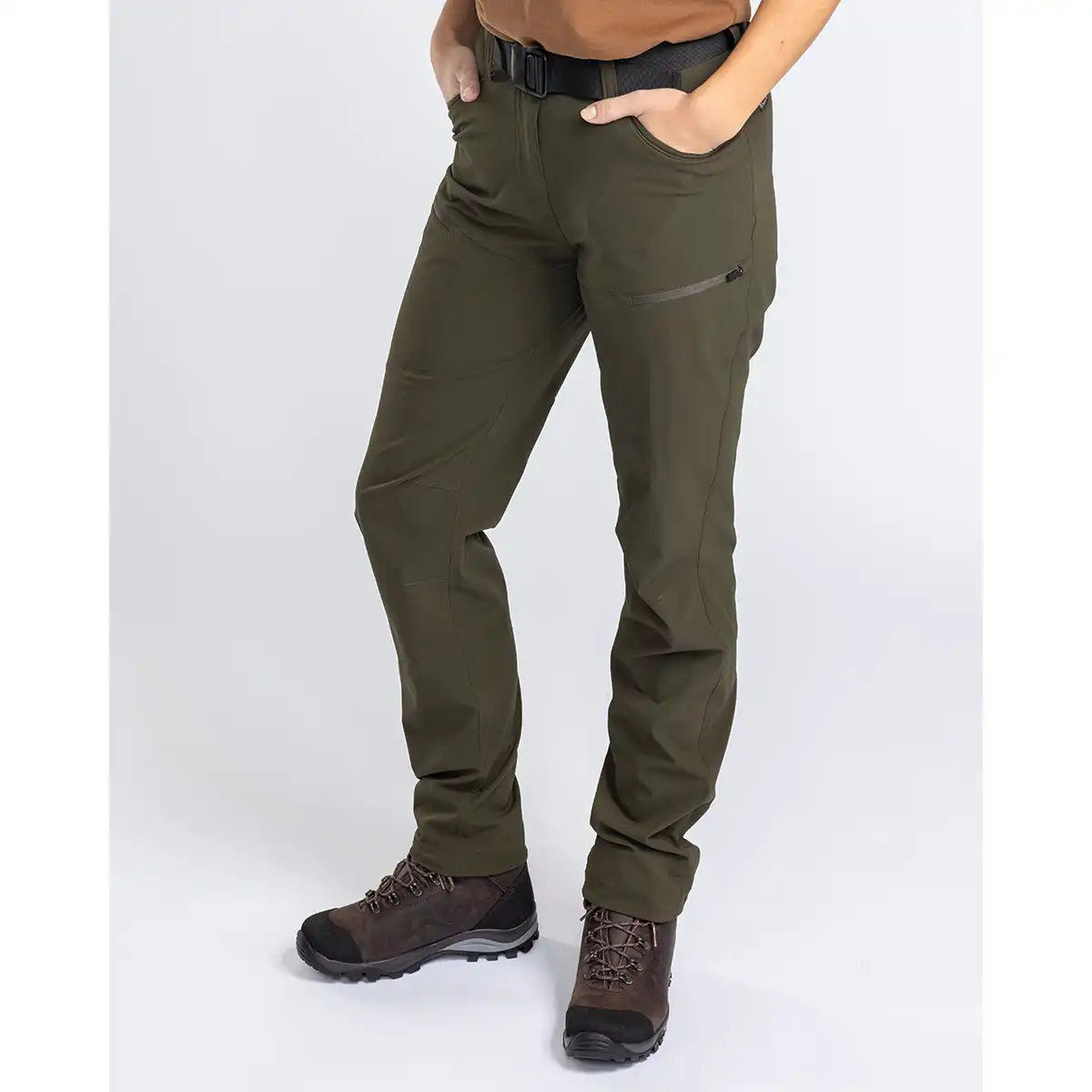Pinewood InsectSafe Women's Hiking Trousers- Moss Green- on model Pinewood InsectSafe Women's Hiking Trousers- Moss Green- on model