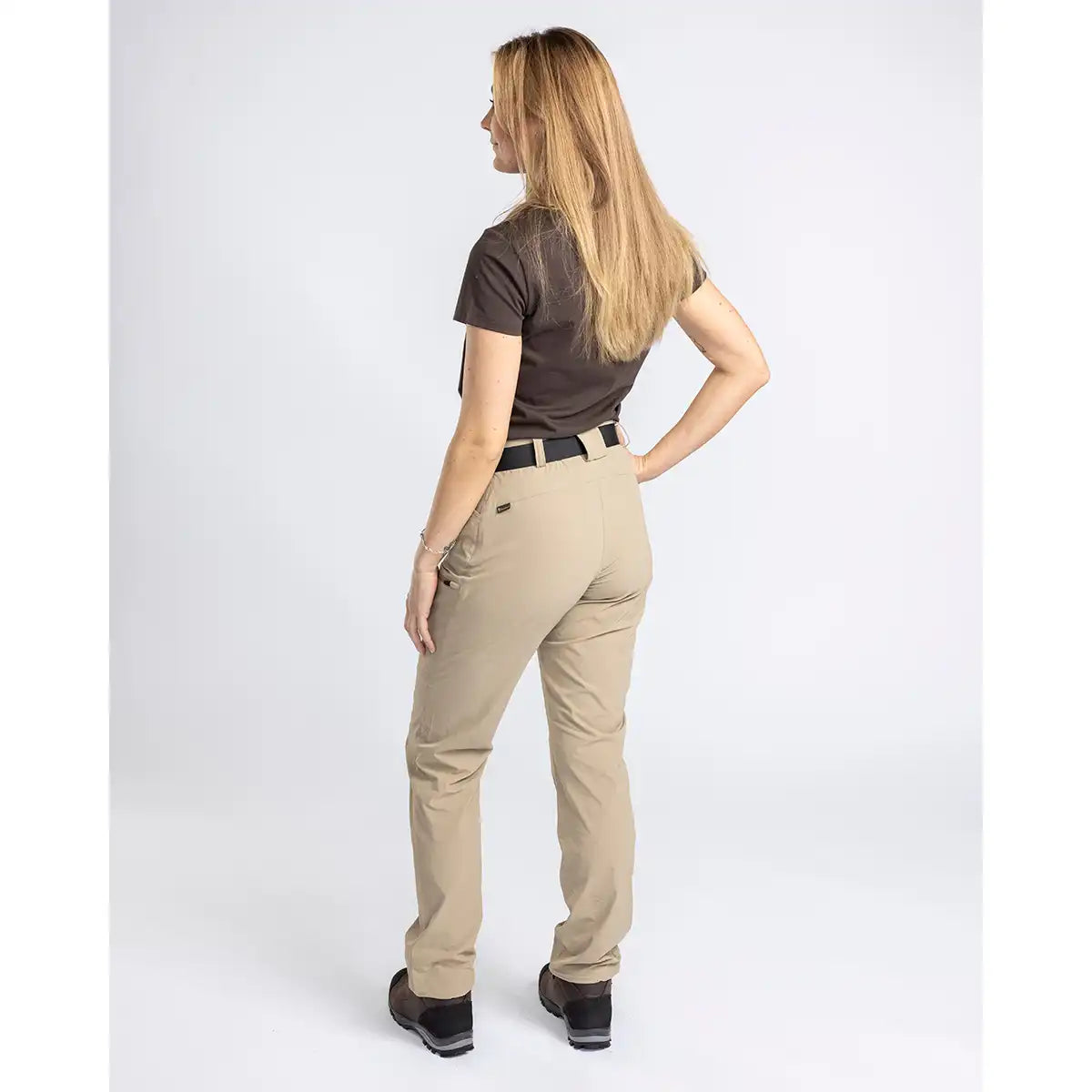 Pinewood InsectSafe Women's Hiking Trousers- Light khaki- on model back Pinewood InsectSafe Women's Hiking Trousers- Light khaki- on model back