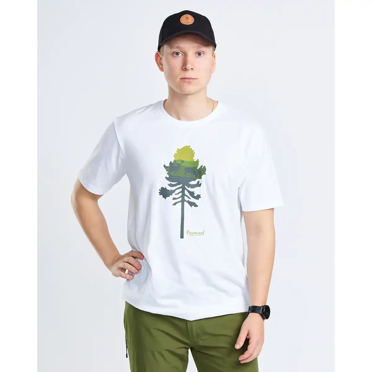 Pinewood Finnveden Recycled Outdoor T-Shirt - White Pine Tree - Worn By Model Pinewood Finnveden Recycled Outdoor T-Shirt - White Pine Tree - Worn By Model