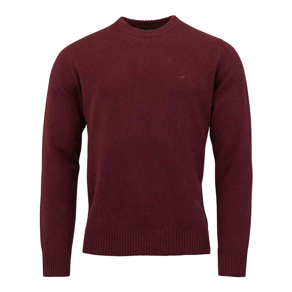 Laksen Kensington Lambswool Round Neck Pullover Front view in colour Burgandy Laksen Kensington Lambswool Round Neck Pullover Front view in colour Burgandy