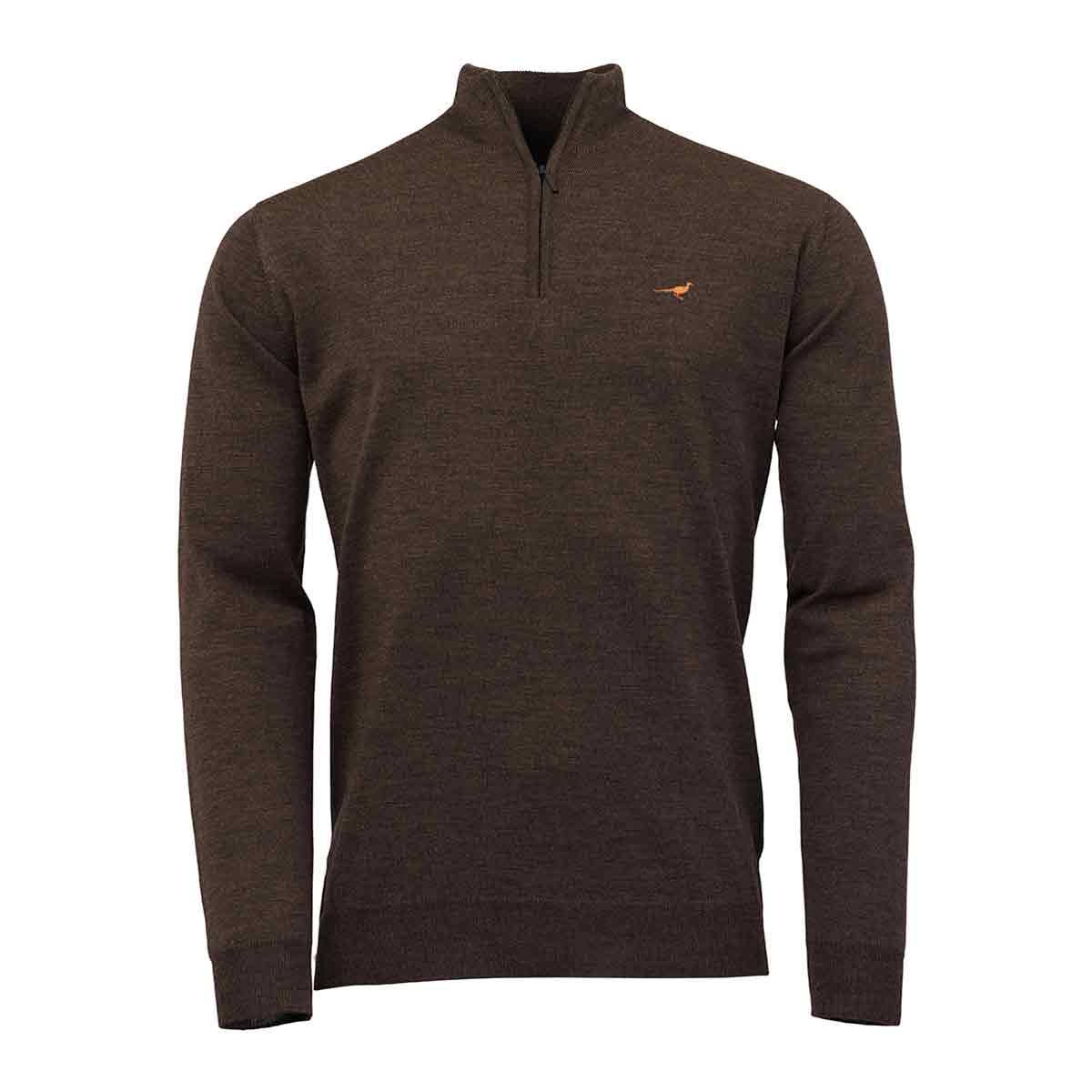 Laksen Norfolk Zip Neck Knit Pullover - Brownie Colour Laksen Norfolk Zip Neck Knit Pullover - Brownie Colour