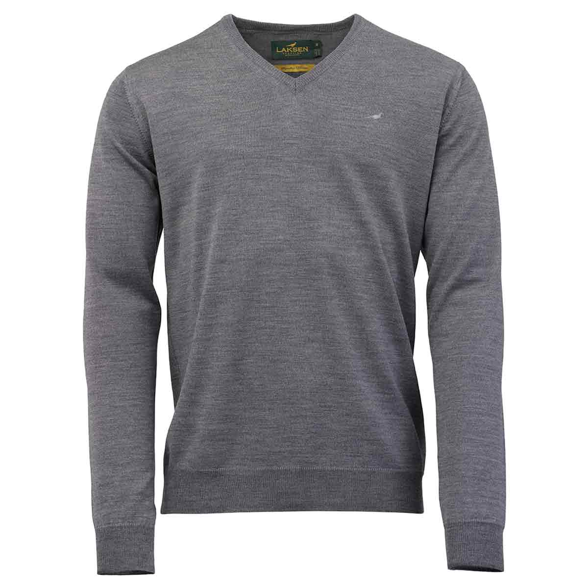 Laksen Sussex Merino Wool V-Neck Pullover - Overcast (grey colour) Laksen Sussex Merino Wool V-Neck Pullover - Overcast (grey colour)