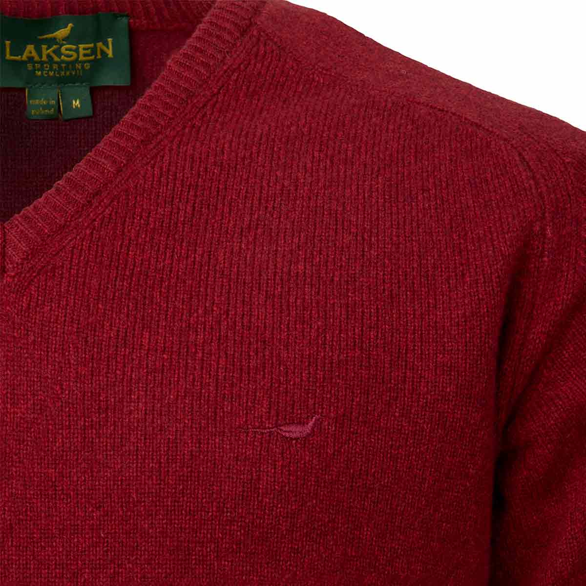 Laksen Trent V-Neck Pullover - Wine - Collar Laksen Trent V-Neck Pullover - Wine - Collar