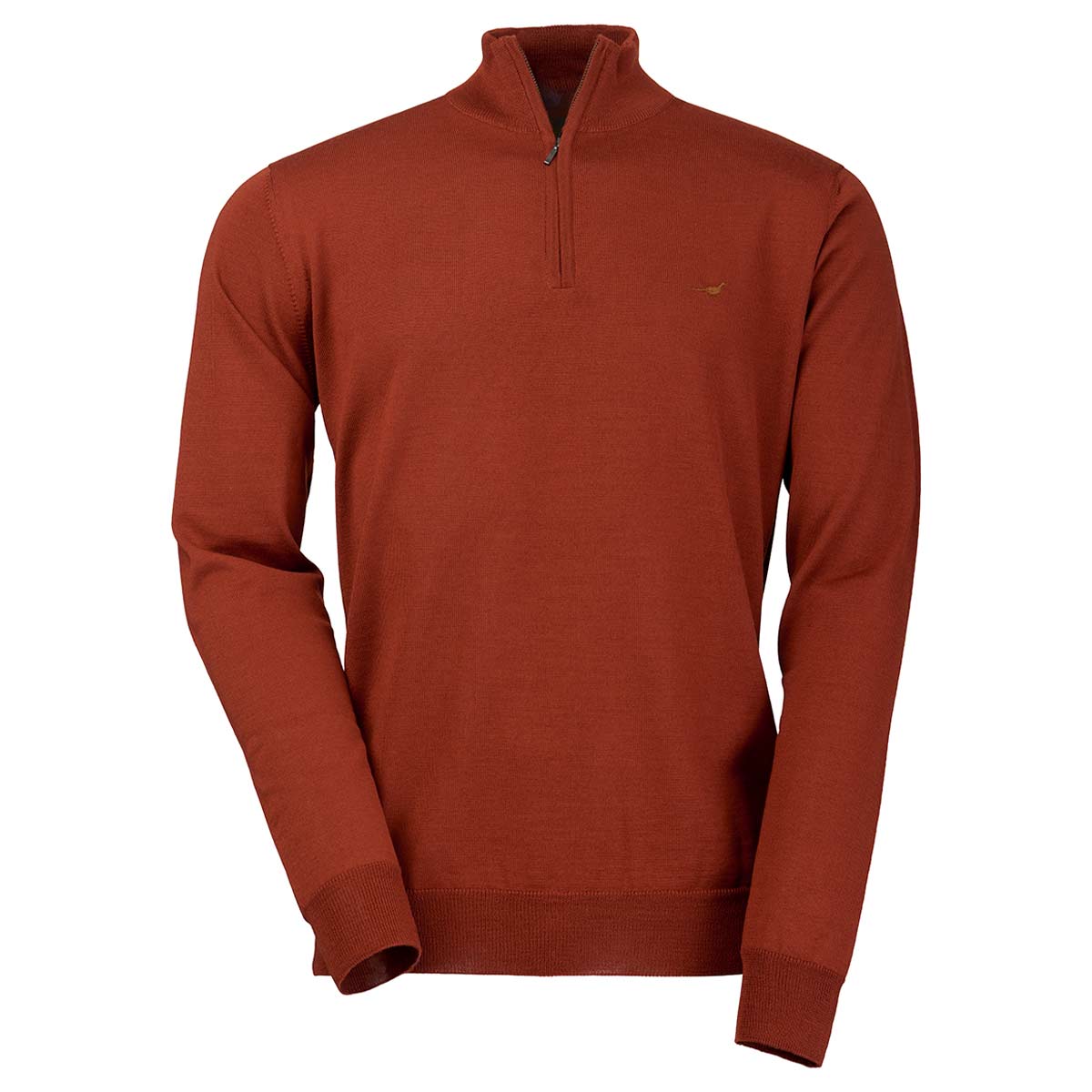 Laksen Norfolk Zip Neck Knit Pullover - Burnt Orange Laksen Norfolk Zip Neck Knit Pullover - Burnt Orange