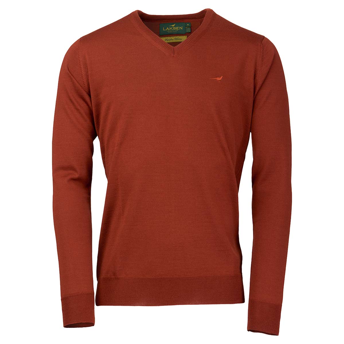 Laksen Sussex Merino Wool V-Neck Pullover - Burnt Orange Laksen Sussex Merino Wool V-Neck Pullover - Burnt Orange