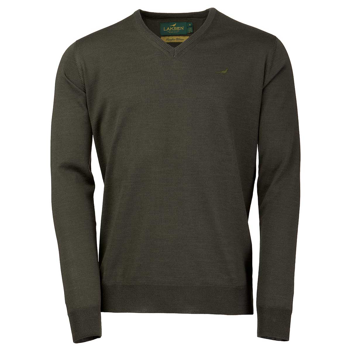 Laksen Sussex Merino Wool V-Neck Pullover - Olive Laksen Sussex Merino Wool V-Neck Pullover - Olive