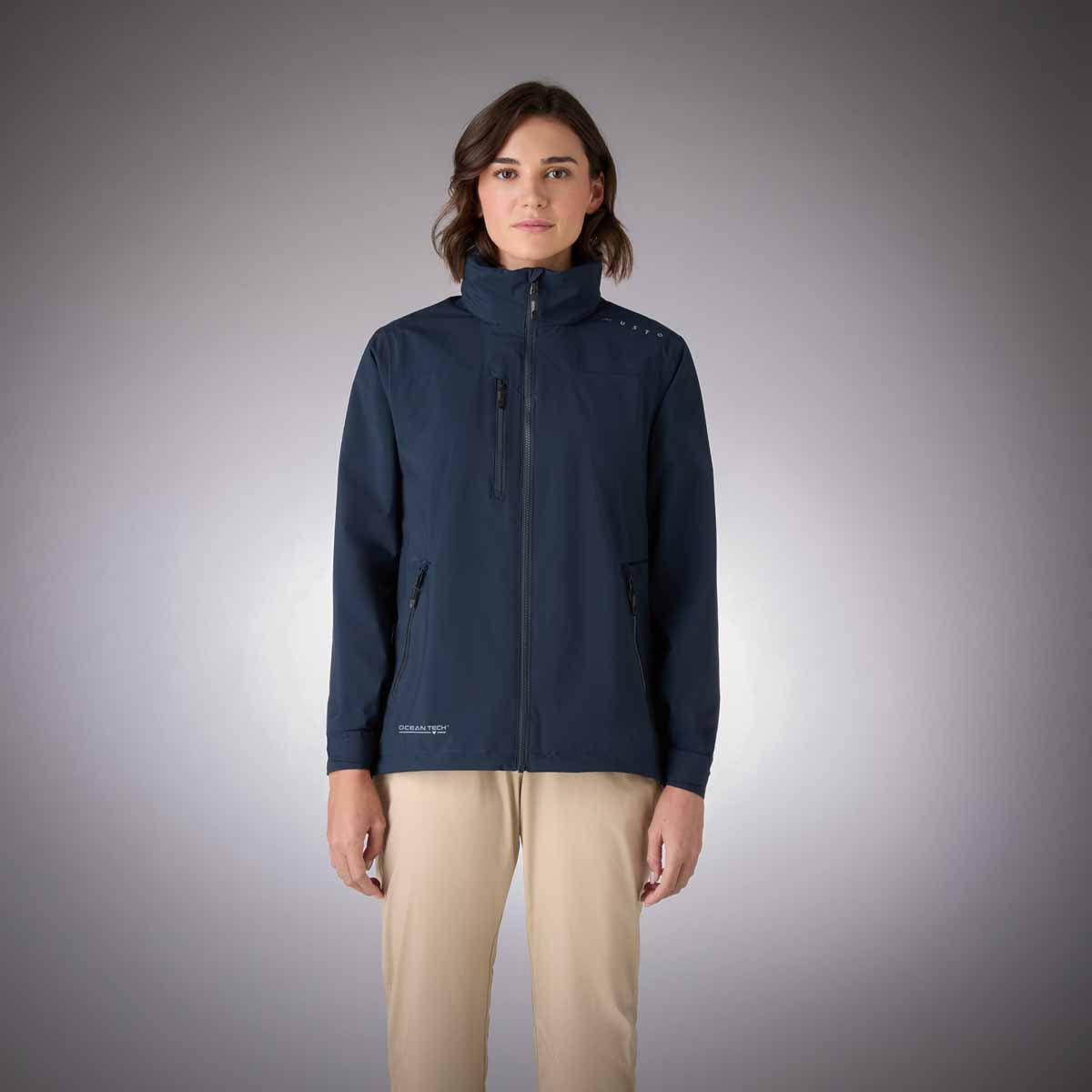 Musto Women's Evo Waterproof Crew Jacket - Navy - Model Musto Women's Evo Waterproof Crew Jacket - Navy - Model