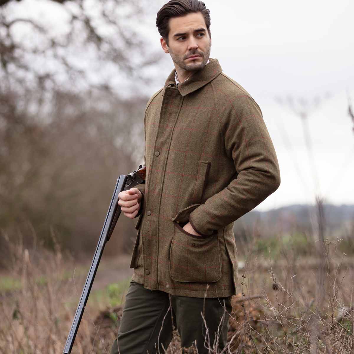 Alan Paine Combrook Tweed Waterproof Coat - Sage - Model Alan Paine Combrook Tweed Waterproof Coat - Sage - Model