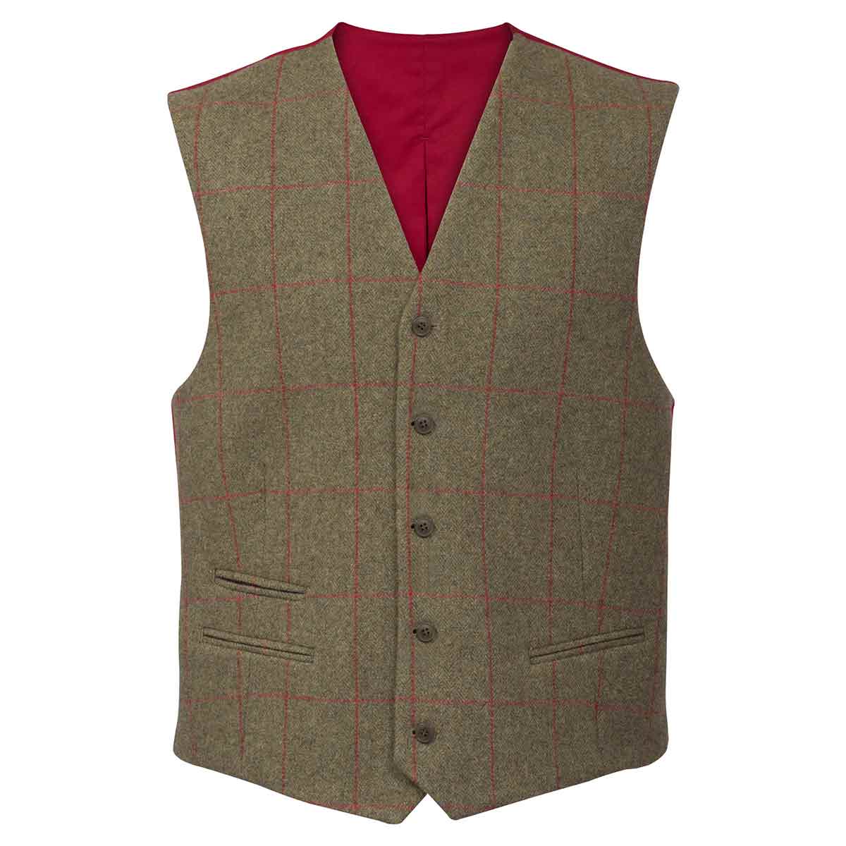 Alan Paine Combrook Lined Back Tweed Waistcoat - Thyme Alan Paine Combrook Lined Back Tweed Waistcoat - Thyme