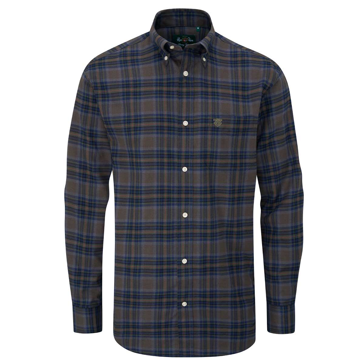 Alan Paine Ilkley Flannel Button Down Collar Shirt - Green/Blue Alan Paine Ilkley Flannel Button Down Collar Shirt - Green/Blue