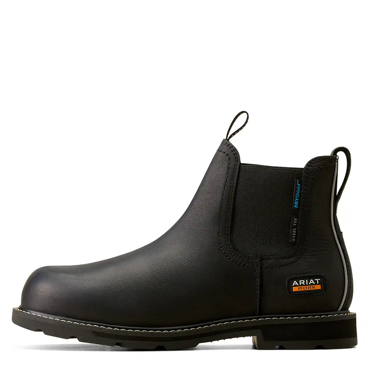 Ariat Men's Groundbreaker Chelsea Waterproof Steel Toe Work Boot - Black - Side Ariat Men's Groundbreaker Chelsea Waterproof Steel Toe Work Boot - Black - Side