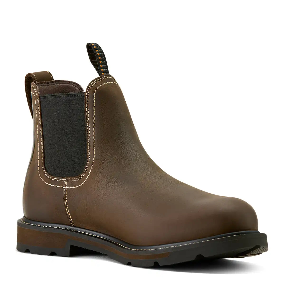 Ariat Men's Groundbreaker Chelsea Waterproof Work Boot - Dark Brown - Medial Ariat Men's Groundbreaker Chelsea Waterproof Work Boot - Dark Brown - Medial