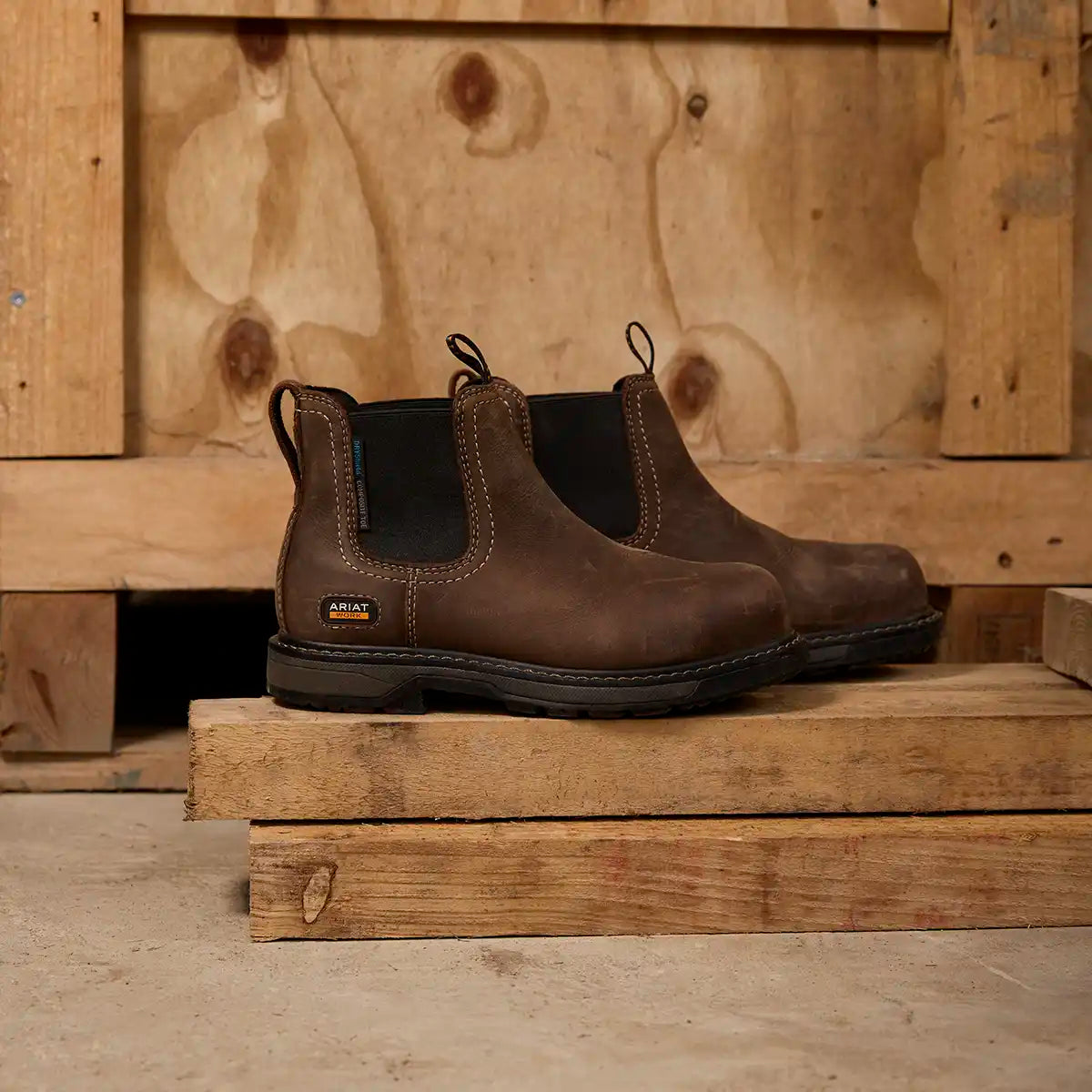 Ariat Women's Riveter Chelsea Waterproof Composite Toe Work Boot - Dark Brown - Lifestyle Ariat Women's Riveter Chelsea Waterproof Composite Toe Work Boot - Dark Brown - Lifestyle