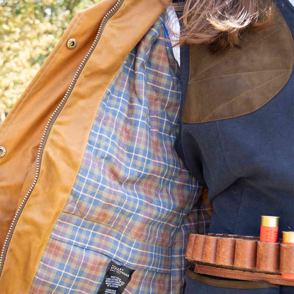 Laksen Ashley Women's Waxed Coat - Stone - Interior Lining Laksen Ashley Women's Waxed Coat - Stone - Interior Lining