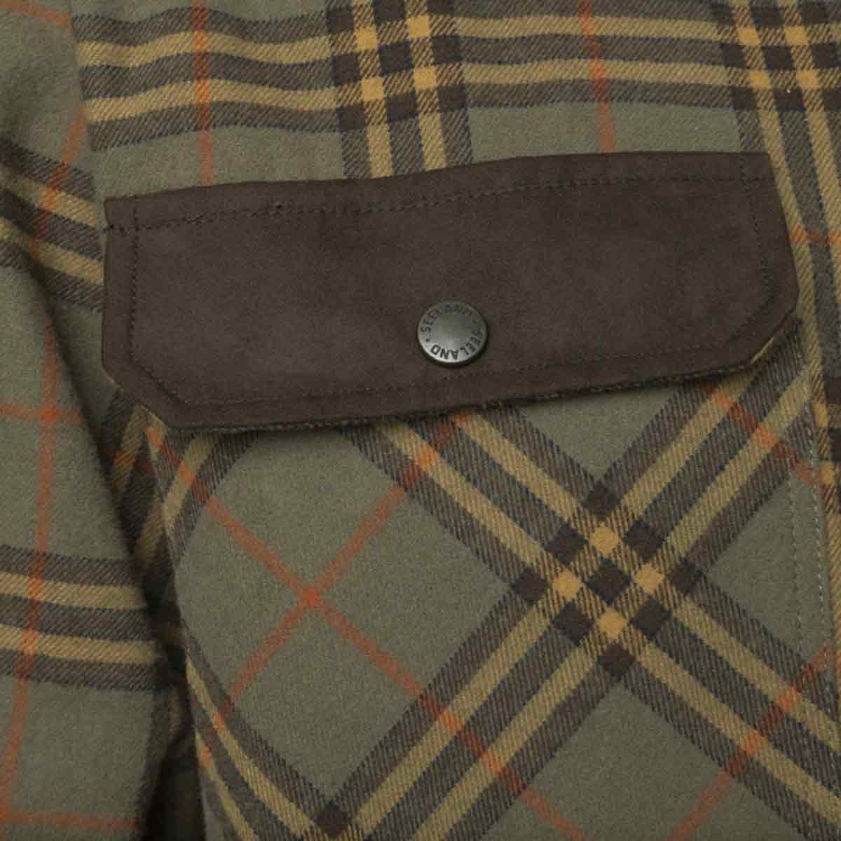 Seeland Banff Cotton Checked Shirt in Grape Leaf Green Check - pocket Seeland Banff Cotton Checked Shirt in Grape Leaf Green Check - pocket