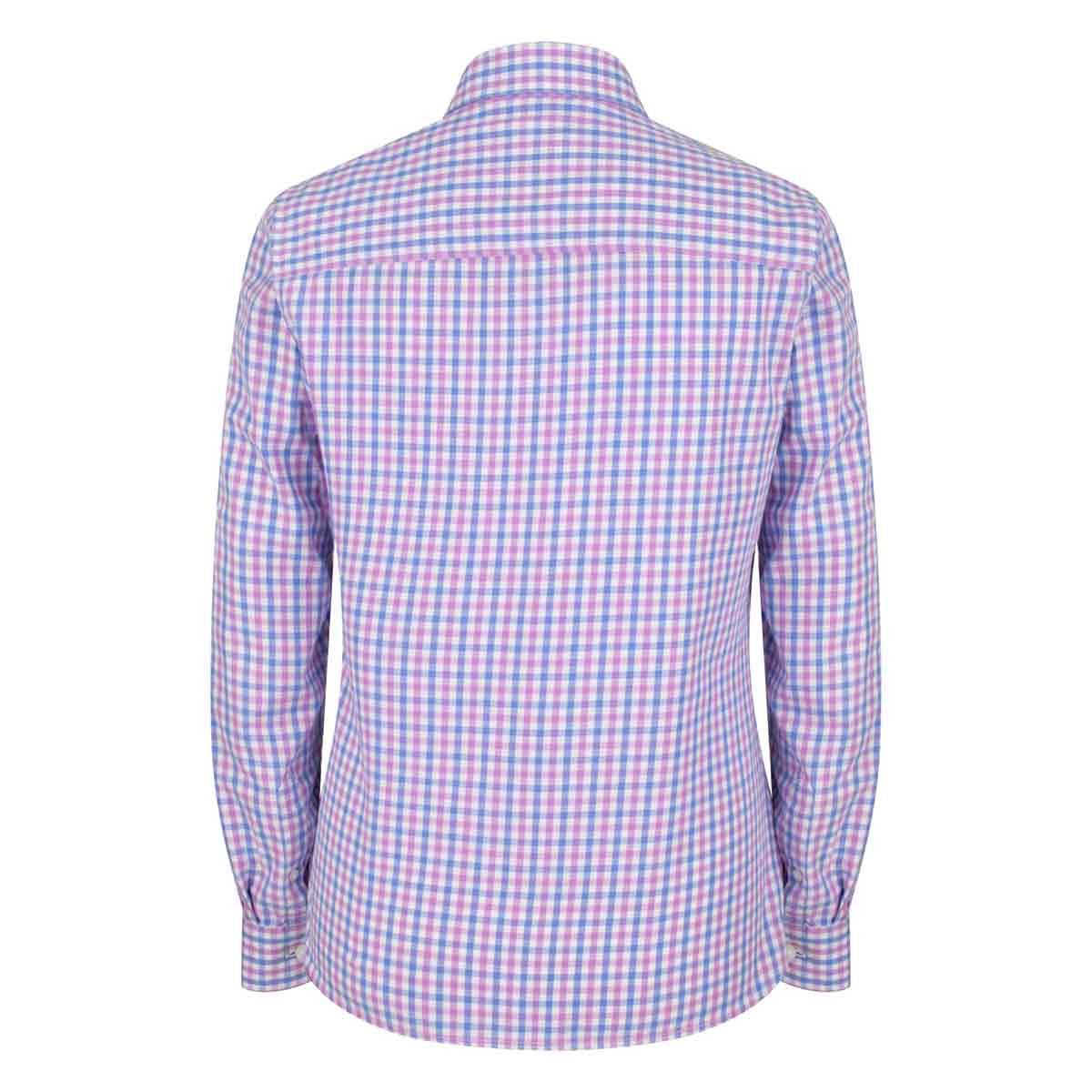 Hoggs of Fife Becky II Ladies Cotton Shirt - Pink Blue rear Hoggs of Fife Becky II Ladies Cotton Shirt - Pink Blue rear
