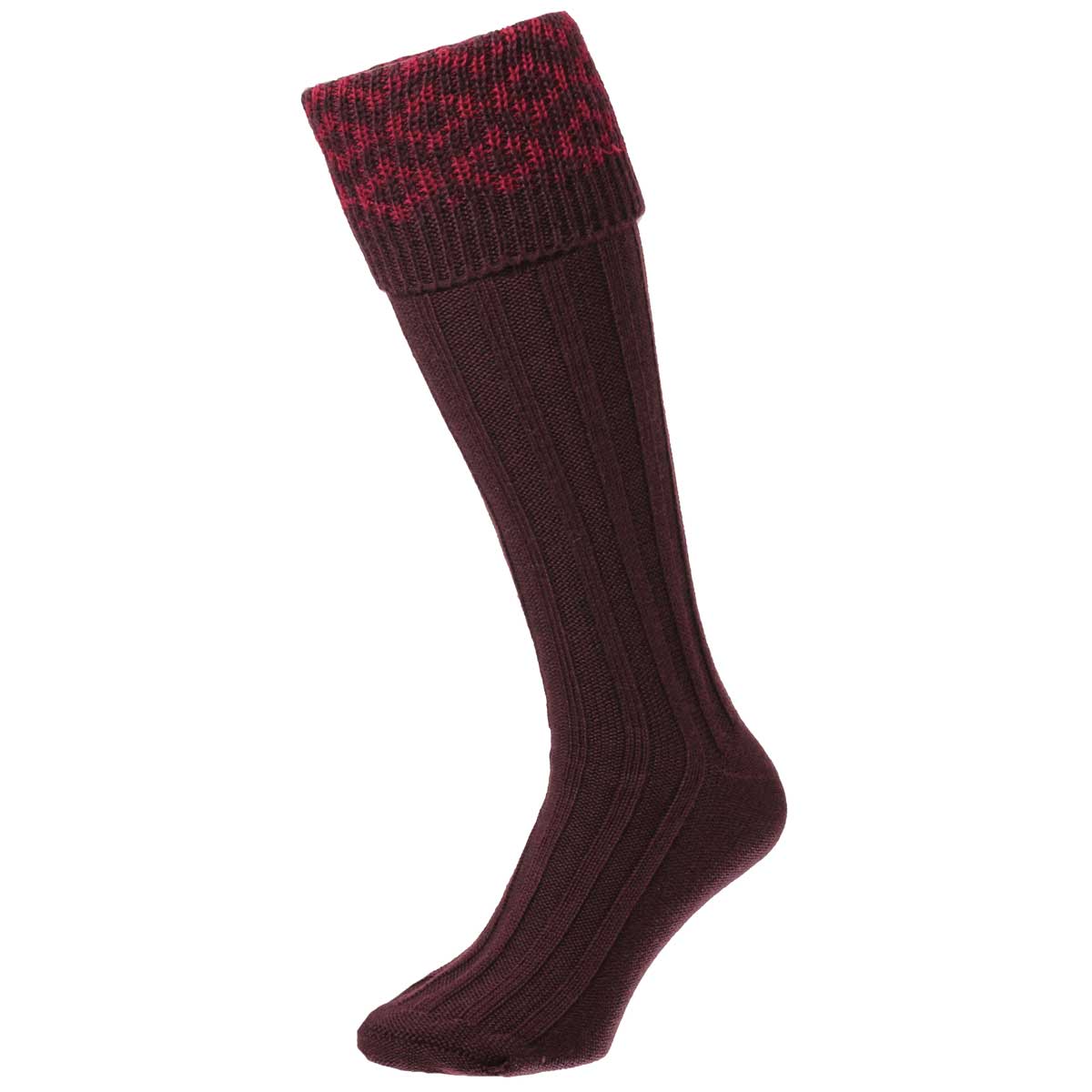 Bisley Pattern Top Shooting Socks - maroon Bisley Pattern Top Shooting Socks - maroon