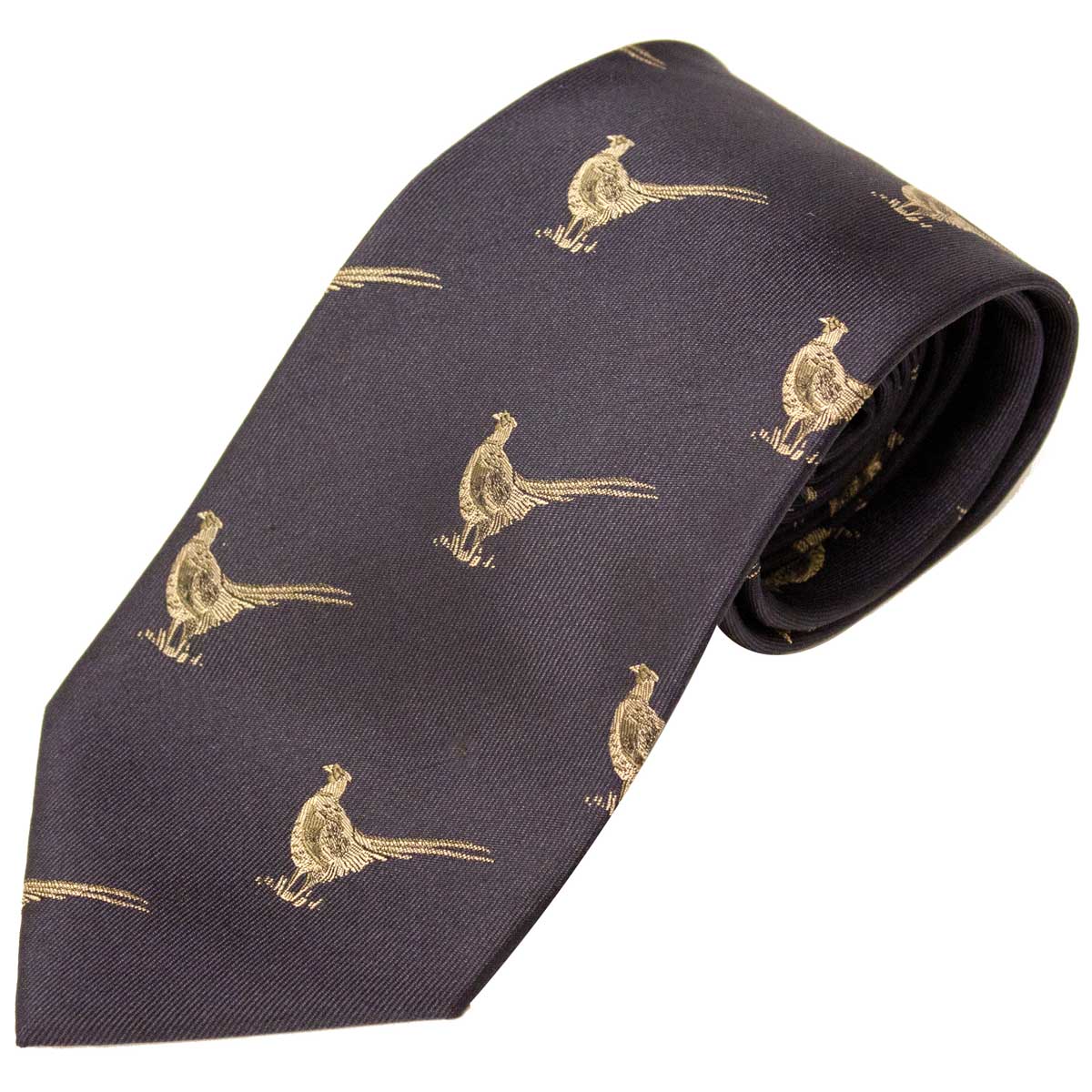 Bisley Silk Ties - navy pheasants Bisley Silk Ties - navy pheasants