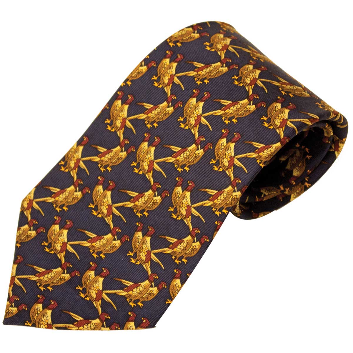 Bisley Silk Ties - solid blue pheasants Bisley Silk Ties - solid blue pheasants