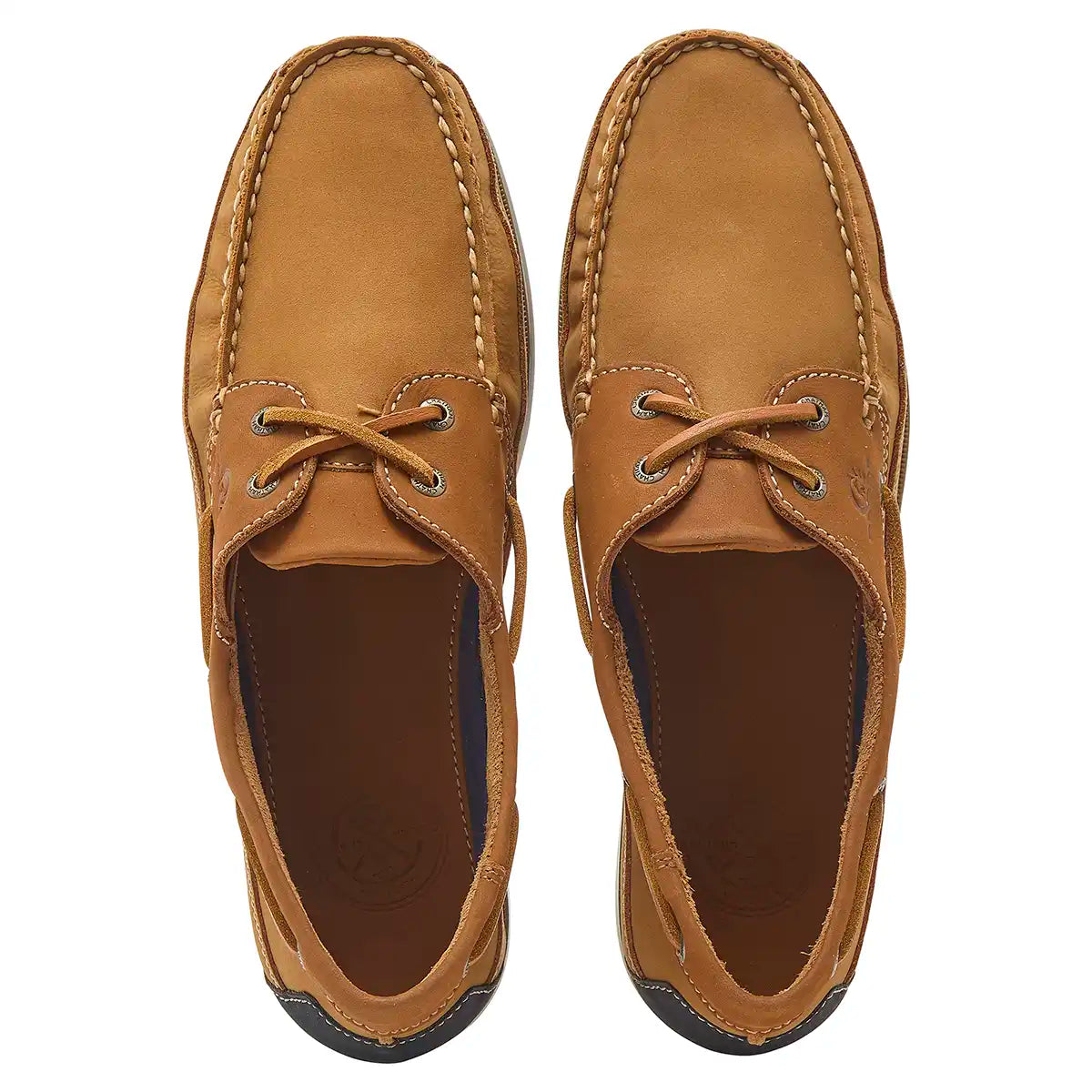 Chatham Boardwalk Men's Deck Shoes- Tan/Navy- top view Chatham Boardwalk Men's Deck Shoes- Tan/Navy- top view