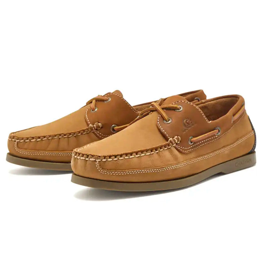 Chatham Boardwalk Men's Deck Shoes- Tan/Navy- pair Chatham Boardwalk Men's Deck Shoes- Tan/Navy- pair