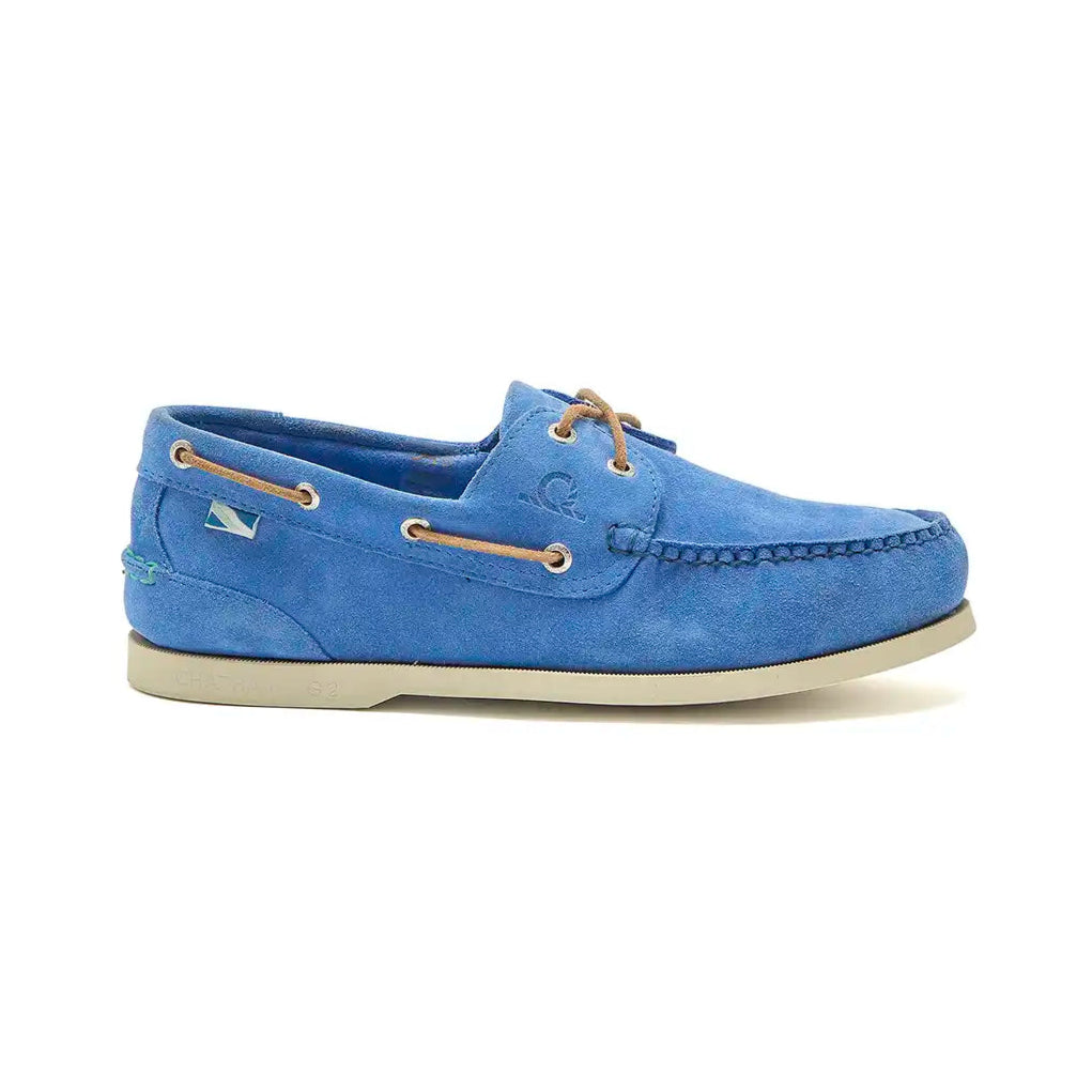 Chatham Compass II Repello G2 Men's Suede Deck Shoes- Blue- side view Chatham Compass II Repello G2 Men's Suede Deck Shoes- Blue- side view
