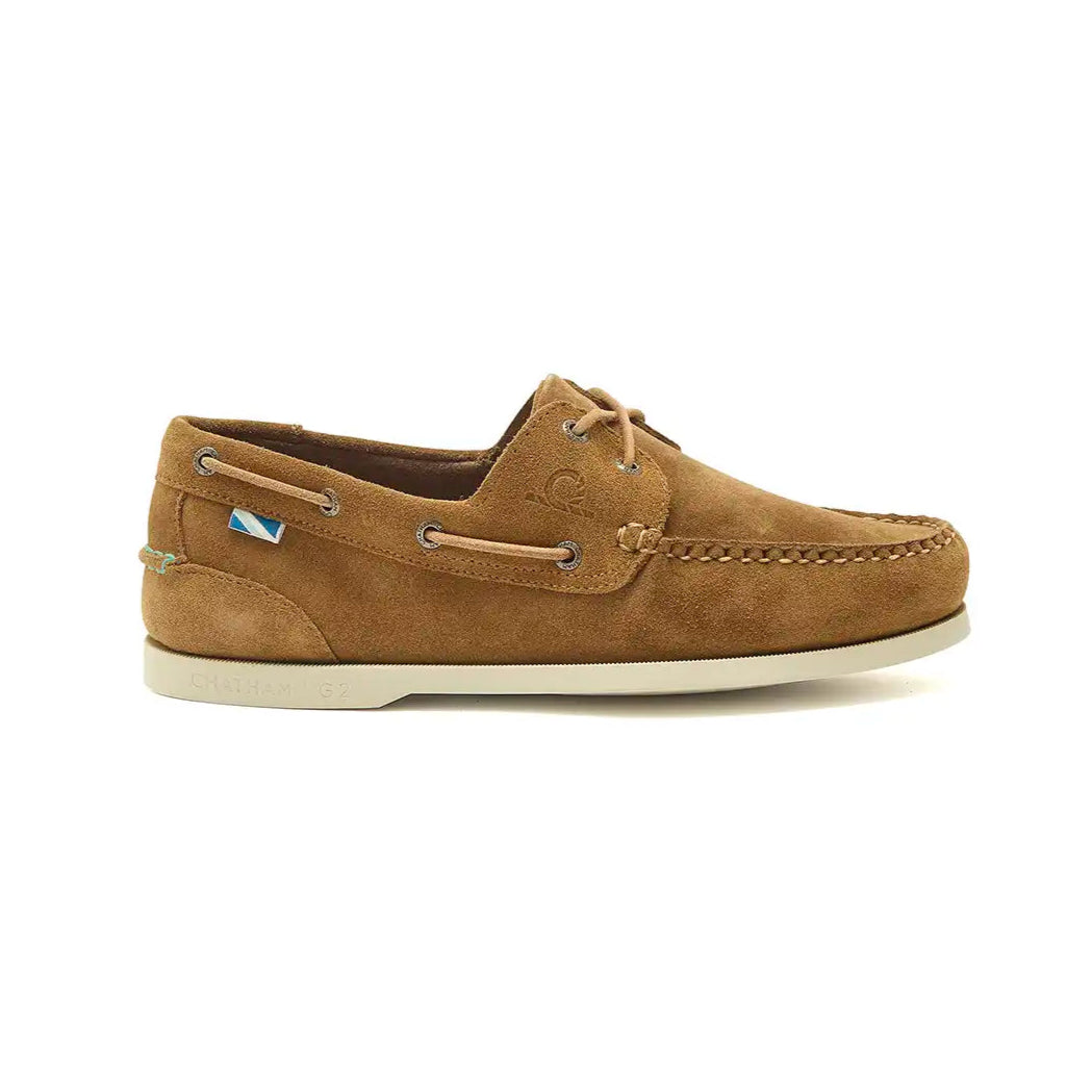 Chatham Compass II Repello G2 Men's Suede Deck Shoes- Tan- side view Chatham Compass II Repello G2 Men's Suede Deck Shoes- Tan- side view