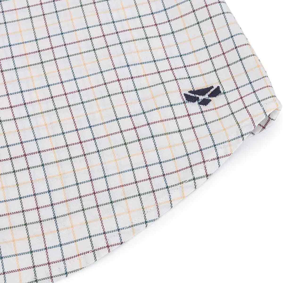 Callie Twill Check Shirt White, Green, Yellow Red Close Up Callie Twill Check Shirt White, Green, Yellow Red Close Up