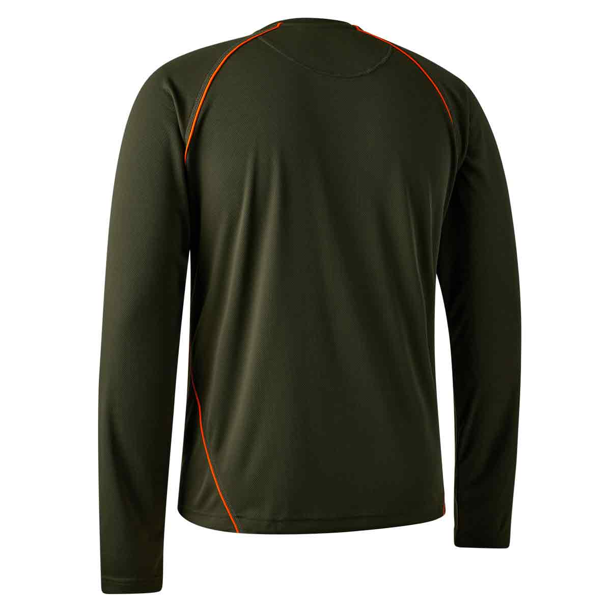 Deerhunter Chamois Long Sleeve T-Shirt, green with orange highlights, back view Deerhunter Chamois Long Sleeve T-Shirt, green with orange highlights, back view