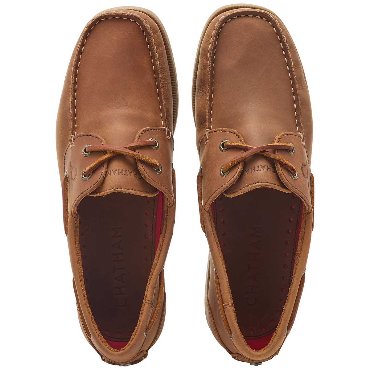 Chatham Galley II Men's Deck Shoes - Dark Tan - Top View Chatham Galley II Men's Deck Shoes - Dark Tan - Top View