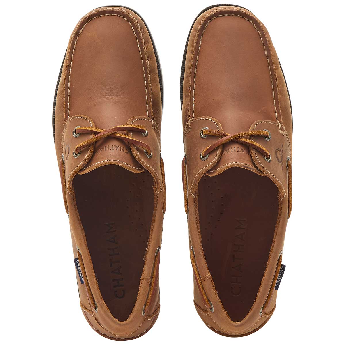 Chatham Whitstable Men's Deck Shoes - Tan - Top View Chatham Whitstable Men's Deck Shoes - Tan - Top View