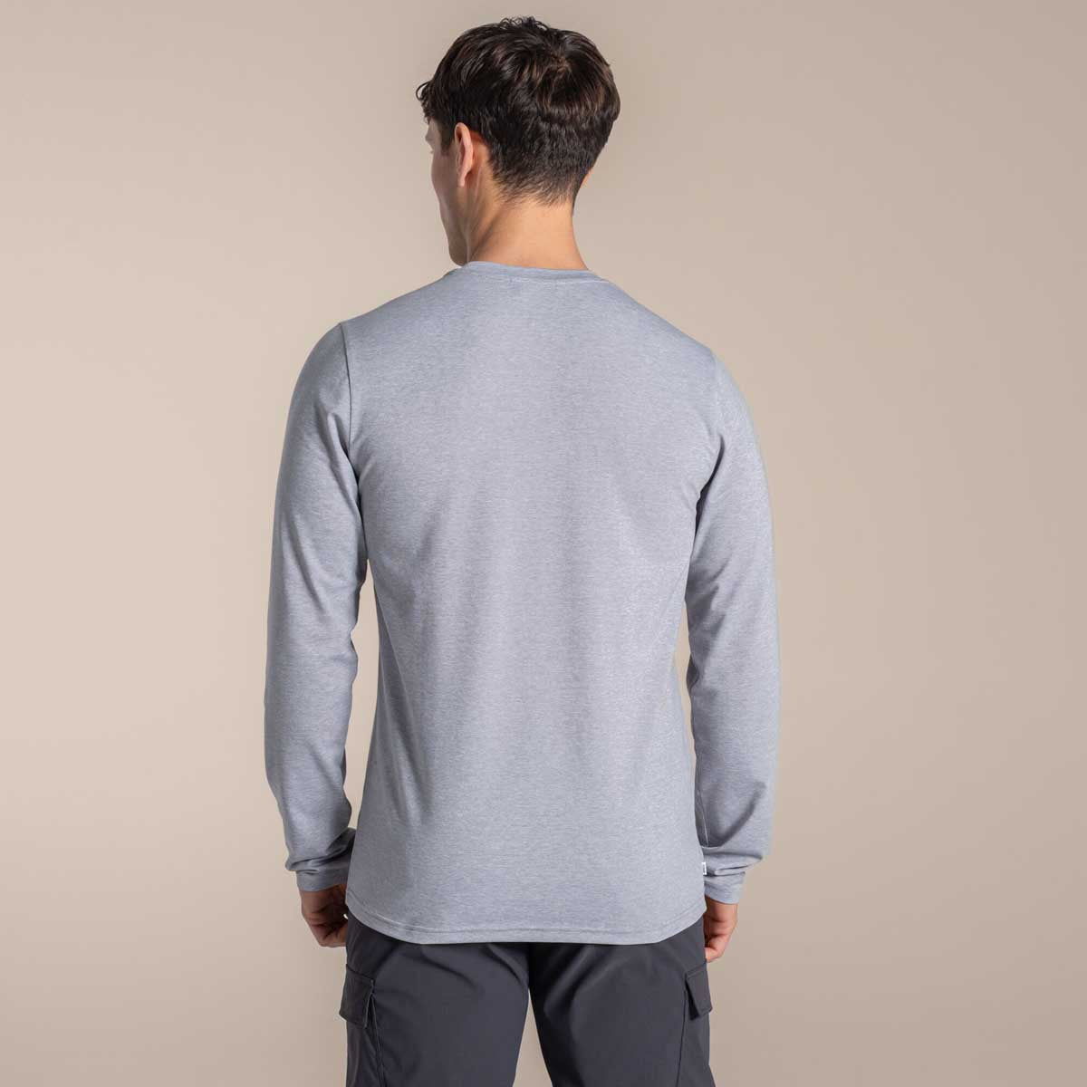 Craghoppers NosiLife Abel Long Sleeved T-Shirt - Soft Grey Marl - Rear Craghoppers NosiLife Abel Long Sleeved T-Shirt - Soft Grey Marl - Rear