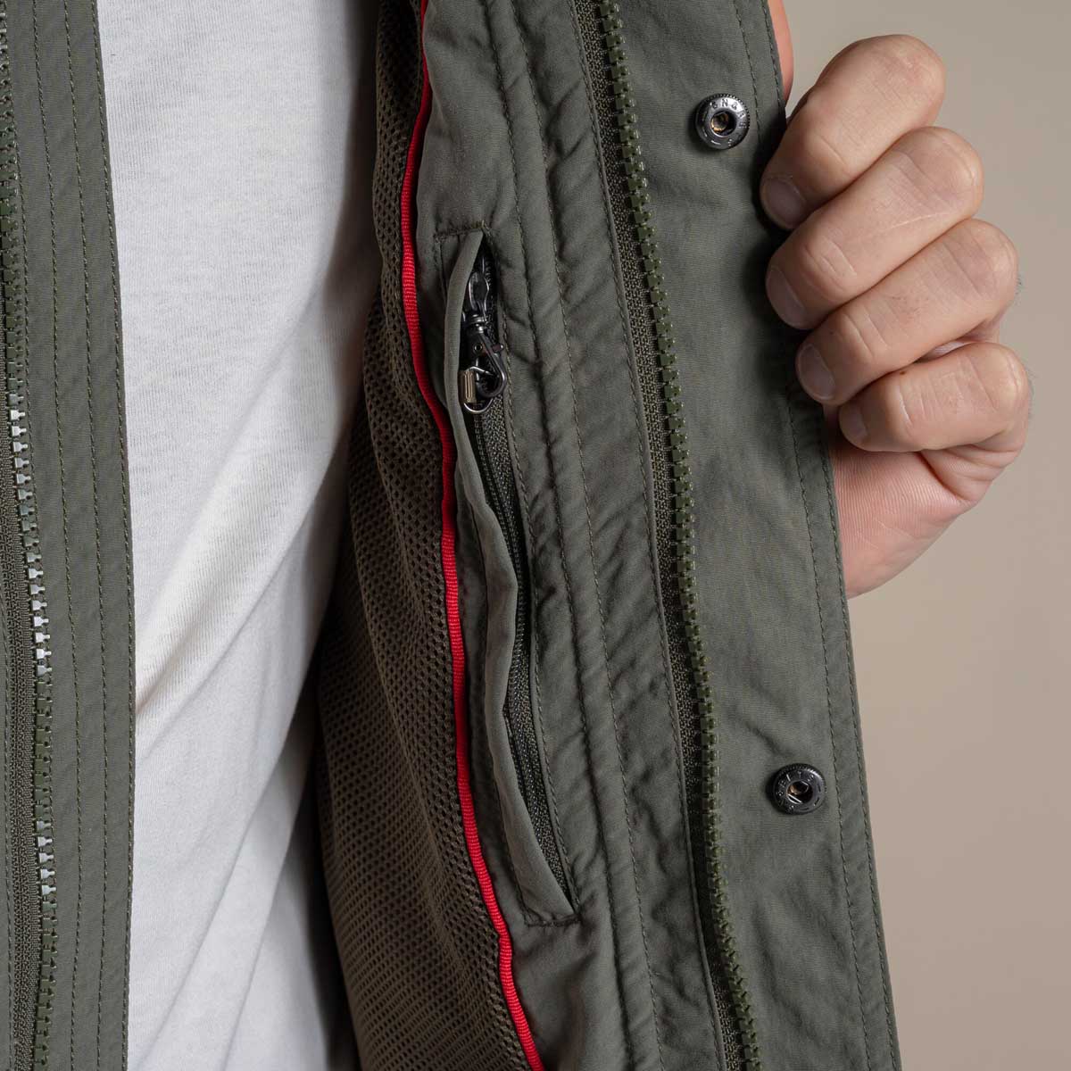Craghoppers NosiLife Adventure Jacket V - Dark Sage - Inside Pocket Craghoppers NosiLife Adventure Jacket V - Dark Sage - Inside Pocket