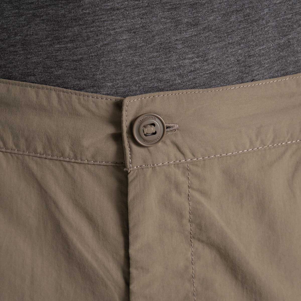 Craghoppers NosiLife Cargo Short III - Pebble - Fly Detail Craghoppers NosiLife Cargo Short III - Pebble - Fly Detail