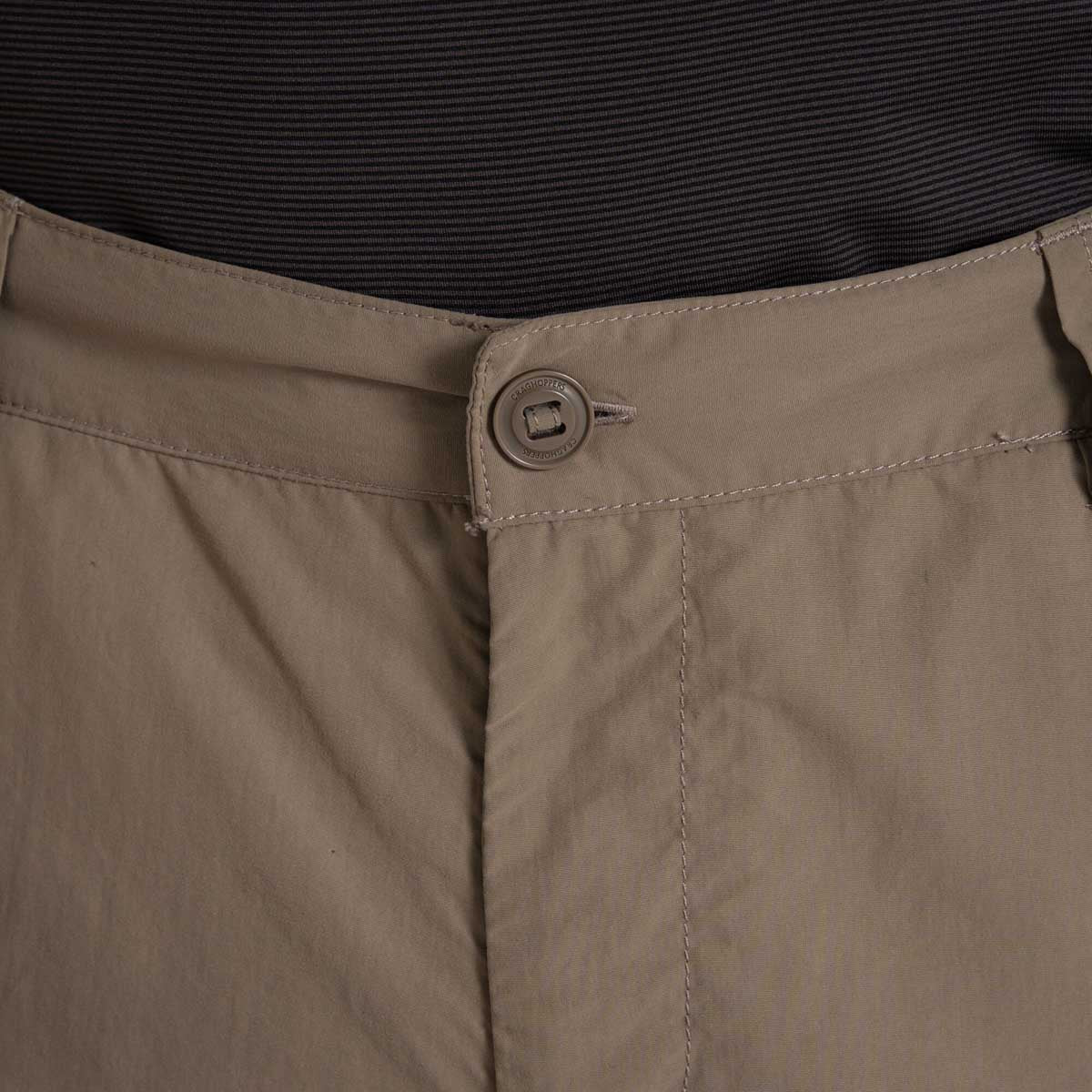 Craghoppers NosiLife Cargo Trouser III - Pebble - Fly Detail Craghoppers NosiLife Cargo Trouser III - Pebble - Fly Detail