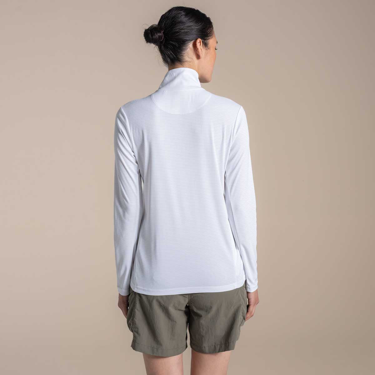 Craghoppers NosiLife SolarShield+ Women's Half Zip Top - White - Rear Craghoppers NosiLife SolarShield+ Women's Half Zip Top - White - Rear