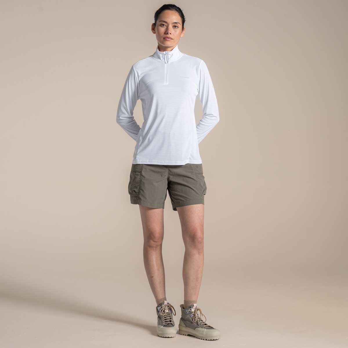 Craghoppers NosiLife SolarShield+ Women's Half Zip Top - White Craghoppers NosiLife SolarShield+ Women's Half Zip Top - White