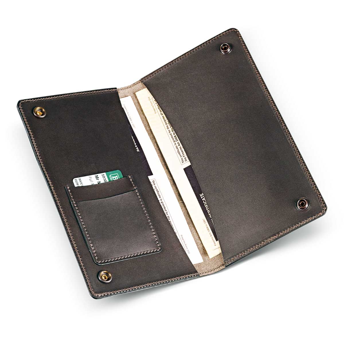 Croots Byland Leather Certificate Wallet - dark havana open Croots Byland Leather Certificate Wallet - dark havana open