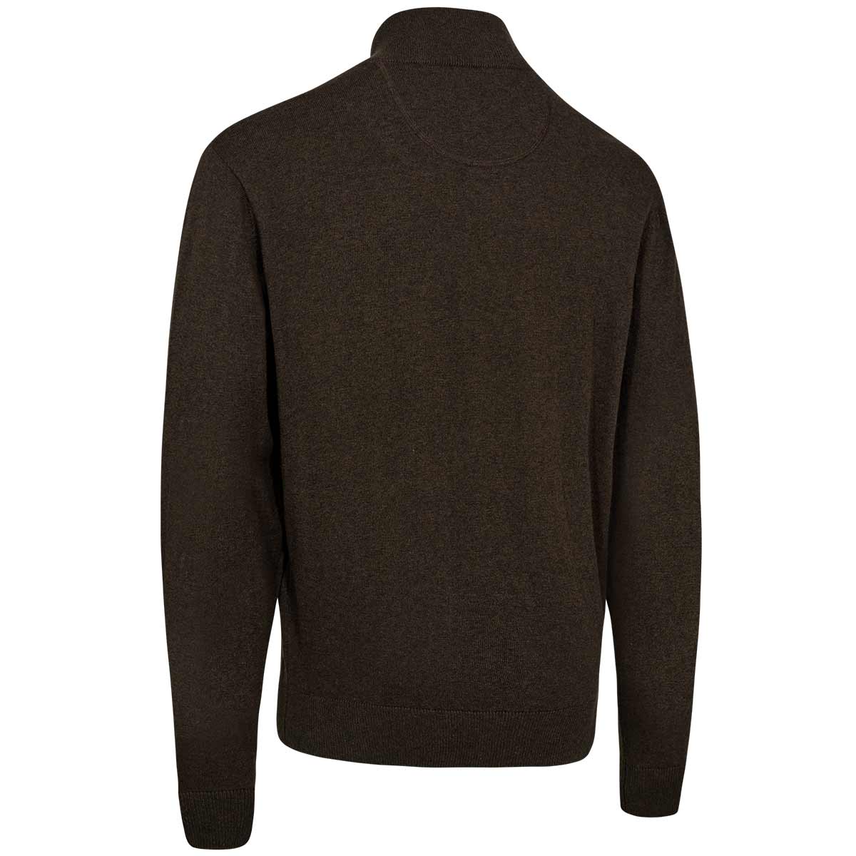 Deerhunter Harrington 12 Zip Knit Pullover - Brown Melange - Rear Deerhunter Harrington 12 Zip Knit Pullover - Brown Melange - Rear